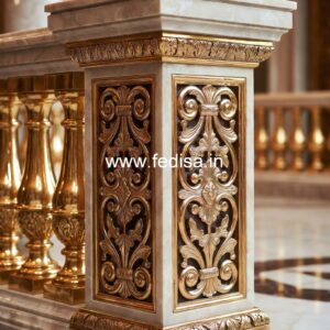 Designer Entrance Stone Balusters Steel Spindles