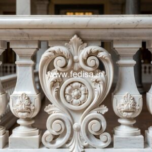 Glossy Finish Marble Baluster Designs Wooden Balustrade Indoor