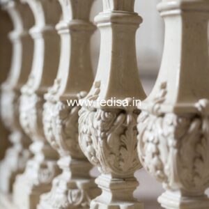 High-end Exterior Marble Designs Wavy Iron Balusters