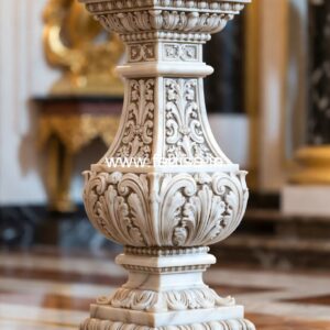 Ornamental Baluster Designs For Royal Interiors White Spindles Wooden Handrail