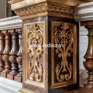 Luxury Home Staircase Design With Balusters Wood Railing With Wrought Iron Balusters