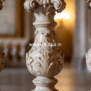 Handcrafted White Marble Railings Predrilled Deck Rail For Metal Balusters