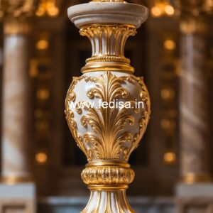 Modern Balcony Stone Railings Brushed Chrome Spindles