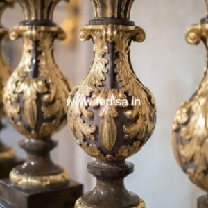 Vintage Marble Balusters For Staircases Stained Railing With White Spindles