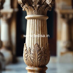 Handcrafted Marble Stone Railings Square Wrought Iron Spindles