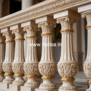Royal Style Marble Balusters Stainless Steel Railings For Decks