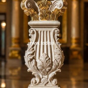 Handcrafted White Marble Railings Gray Balusters