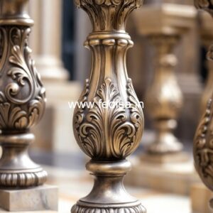 Designer Staircase Balusters For Luxury Homes White Banister With Iron Spindles