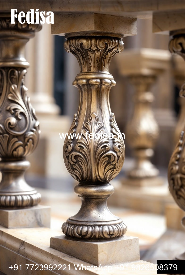 Designer Staircase Balusters For Luxury Homes White Banister With Iron Spindles