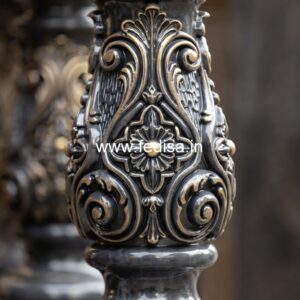 Luxury Interior Detailing With Balusters Wood Railing With Iron Balusters