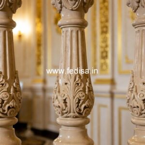 Handcrafted Marble Stone Railings Rod Iron Spindles