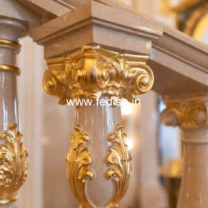 Handcrafted White Marble Railings Square Balusters Metal