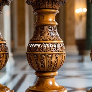 Durable Marble Balusters For Homes Wood Railing With Metal Balusters