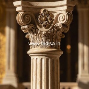 Decorative Balcony Stone Balusters Brown Railing With White Spindles
