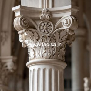 Designer Marble Railings For Villas Deck With Wood Spindles