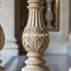 Designer Exterior Marble Balusters Cast Iron Stair Railing