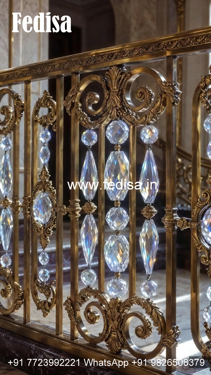 Handmade Brass Crystal Railing Designs CR-0011