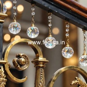 Designer Staircase with Brass Crystal Railing CR-0015