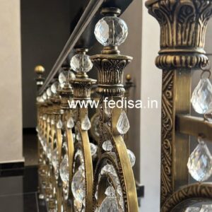 Luxury Staircase Ideas with Brass Crystal Railing CR-0021