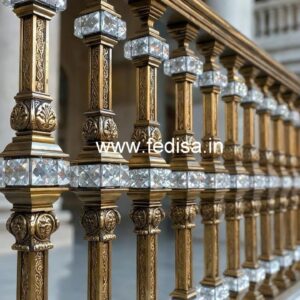 Elegant Crystal Embedded Brass Railings CR-0038