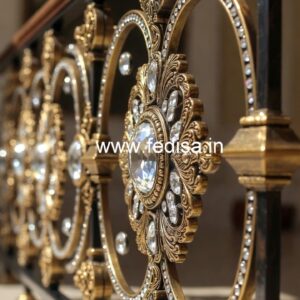 Luxury Interior Decor with Brass Crystal Railings CR-0042