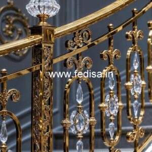 Modern Staircase Brass Crystal Designs CR-0043