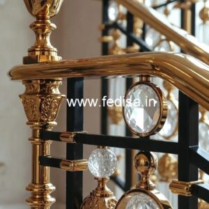 Modern Glass Brass Crystal Railings CR-0049