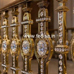 Premium Staircase Crystal Brass Railings CR-0055