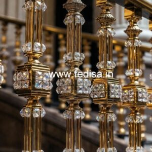 Designer Stair Railings with Brass Crystal CR-0071