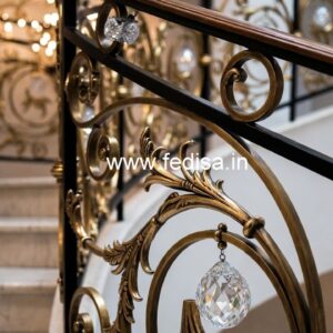 Brass Crystal Railing with Marble Stairs CR-0076