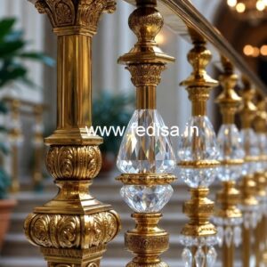 Elegant Crystal Brass Railing Designs CR-0114