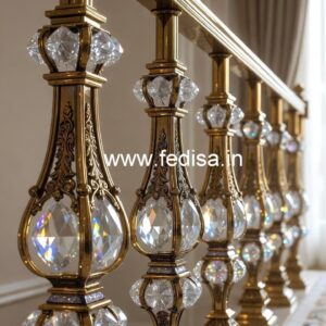Elegant Stair Railings with Brass Crystal CR-0137