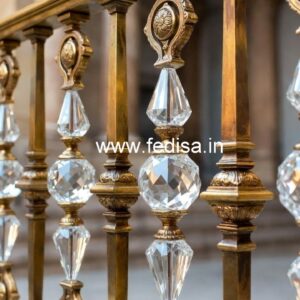 Elegant Brass Crystal Railings with Marble CR-0162