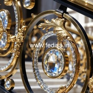 Luxury Brass Crystal Railings with Glass Panels CR-0173