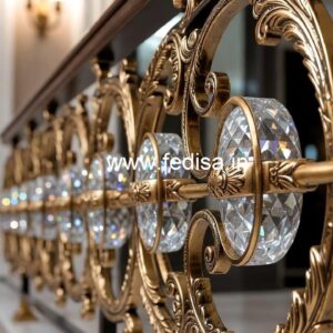 Designer Brass Crystal Railings for Apartments CR-0174