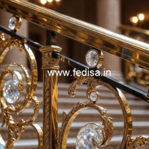 Contemporary Brass Crystal Stair Railings CR-0206