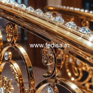 Elegant Brass Crystal Railing Designs for Villas CR-0223