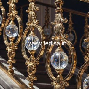 Elegant Brass Crystal Railings with Glass CR-0229