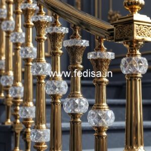 Elegant Brass Crystal Stair Railing Designs CR-0304
