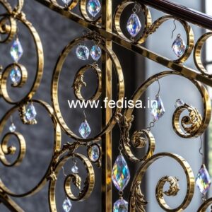 Luxury Staircase Ideas with Brass Crystal Railing CR-0325