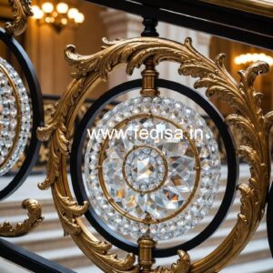 Elegant Staircase Brass Crystal Railings CR-0331