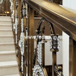 Designer Stair Railings with Brass Crystal CR-0375