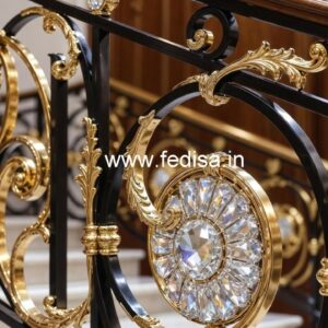 Brass Crystal Railing Design for Luxury Staircase CR-0405