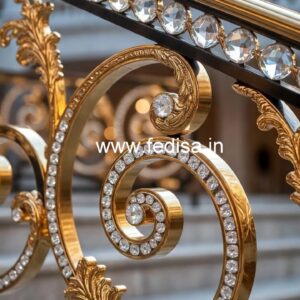 Luxury Staircase with Brass Crystal Railing CR-0421