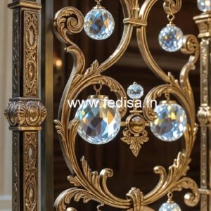 Elegant Stair Railings with Brass Crystal CR-0441