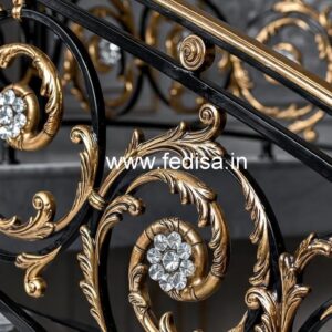 Premium Brass Crystal Railing with Glass CR-0456