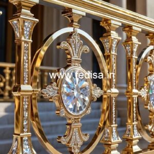 Elegant Brass Crystal Railings with Marble CR-0466