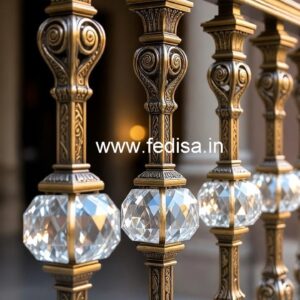 Luxury Brass Crystal Railings with Glass Panels CR-0477