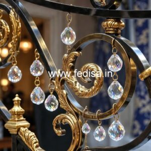 Designer Brass Crystal Railings with Glass CR-0514