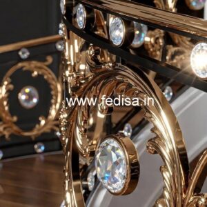 Elegant Brass Crystal Stair Railing Designs CR-0608